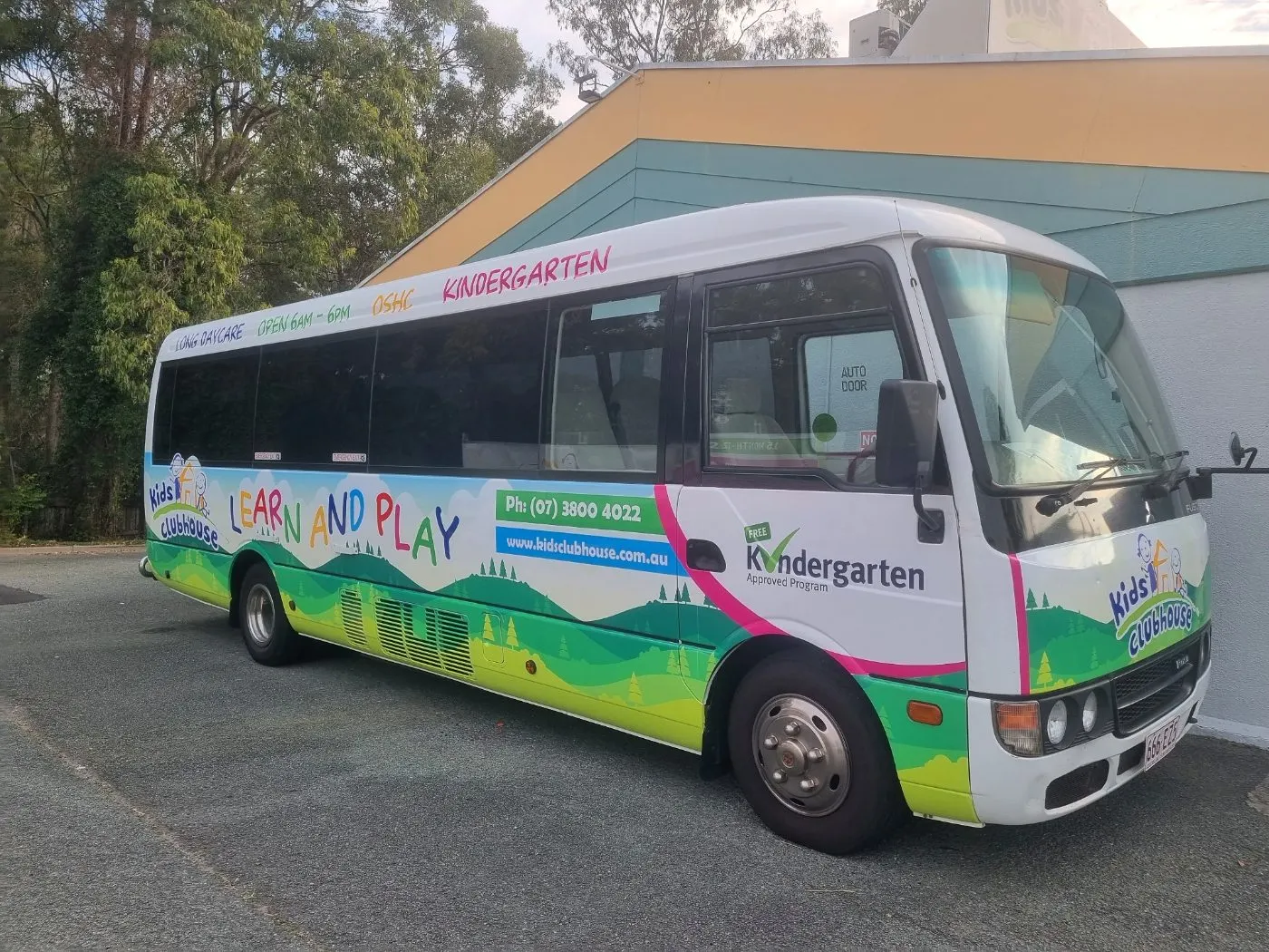 The Kids Clubhouse Learn and Play bus parked at the centre