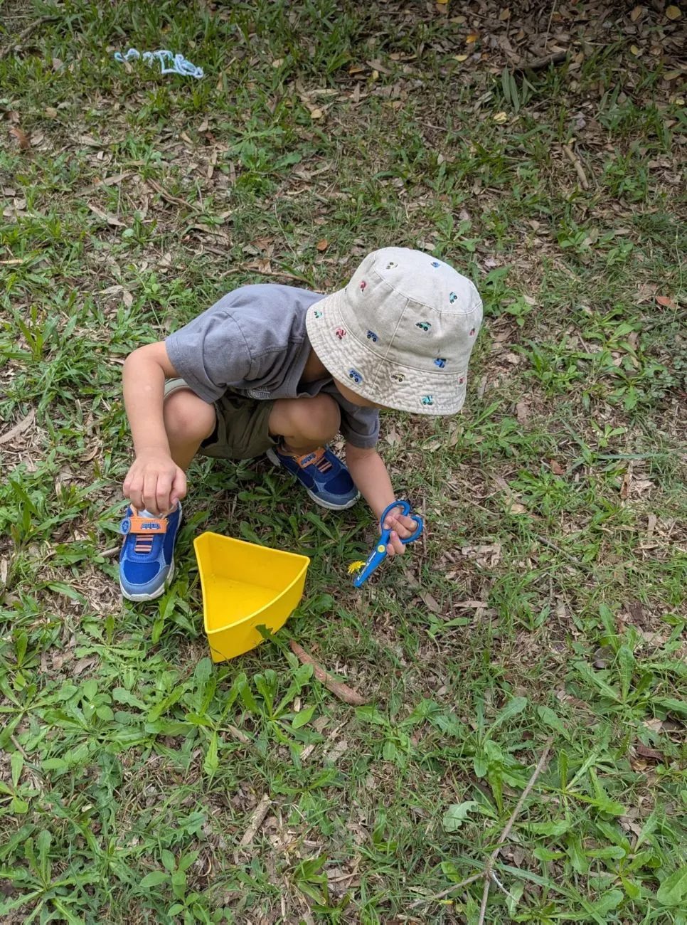 An educator helping a child climb a small tree while friends watch